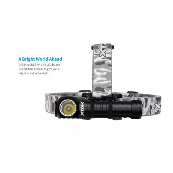 XTAR H3R fejlámpa,mágneses töltővel,LED Cree XP-L V6,1000 lumen