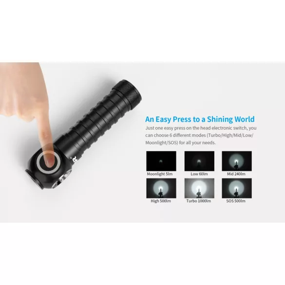 XTAR H3R fejlámpa,mágneses töltővel,LED Cree XP-L V6,1000 lumen