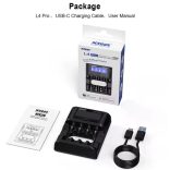 XTAR L4 PRO smart akkutöltő 4x1,5v Li-ion és 1,2V Ni-Mh AA/AAA akkukhoz,USB