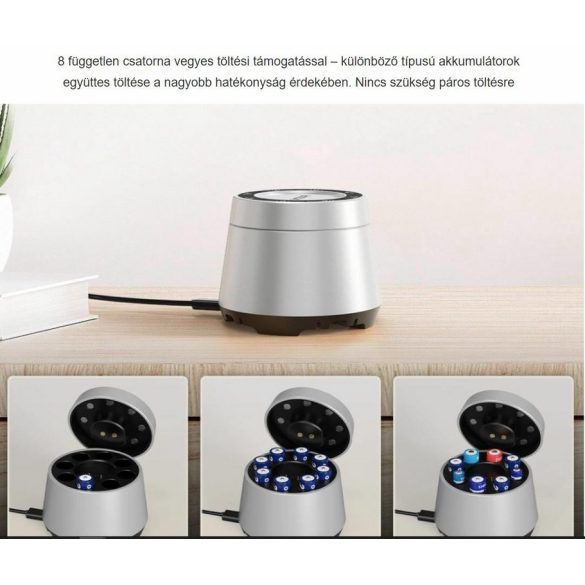 XTAR L8 BOX KT akkutöltő 1,2V  Ni-Mh és 1,5V-os Li-Ion  AA és AAA akkuhoz USB-C