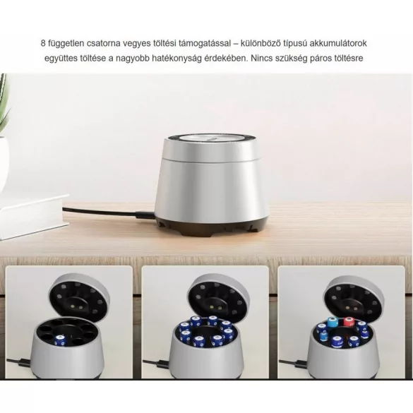 XTAR L8 BOX KT akkutöltő 1,2V  Ni-Mh és 1,5V-os Li-Ion  AA és AAA akkuhoz USB-C
