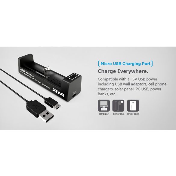 XTAR MC1 PLUS ANT akkutöltő 1db lithium akkuhoz  DC 5V/1A