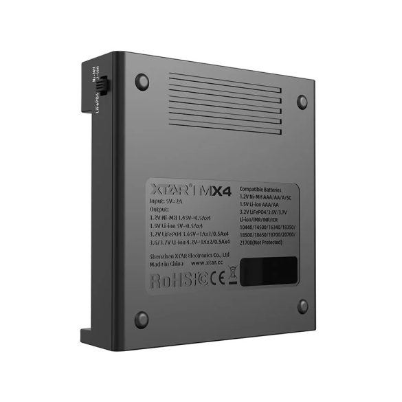 XTAR MX4 négy csatornás 1,2V NiMH,Li-ion és LFP akkutöltő