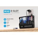 XTAR MX8 KT 8as sortöltő,szinte minden akkuhoz,LCD kijelzővel,többszintű védelem