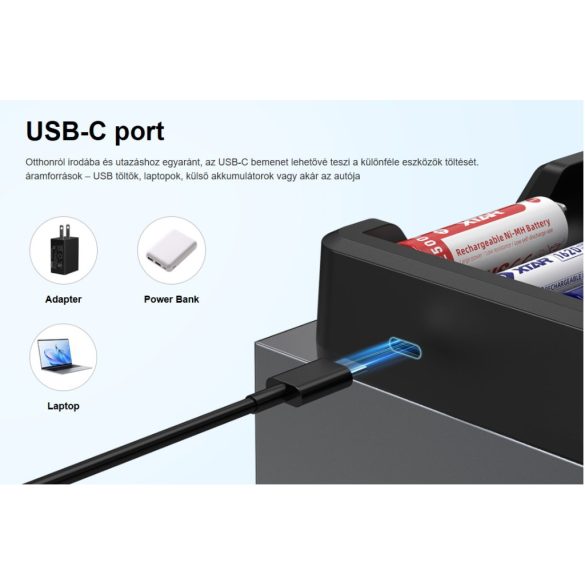 XTAR MX8 KT 8as sortöltő,szinte minden akkuhoz,LCD kijelzővel,többszintű védelem