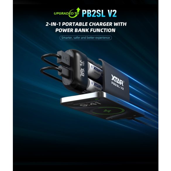 XTAR-PB2SL V2 power bank és akkutöltő  2A max 22,5W