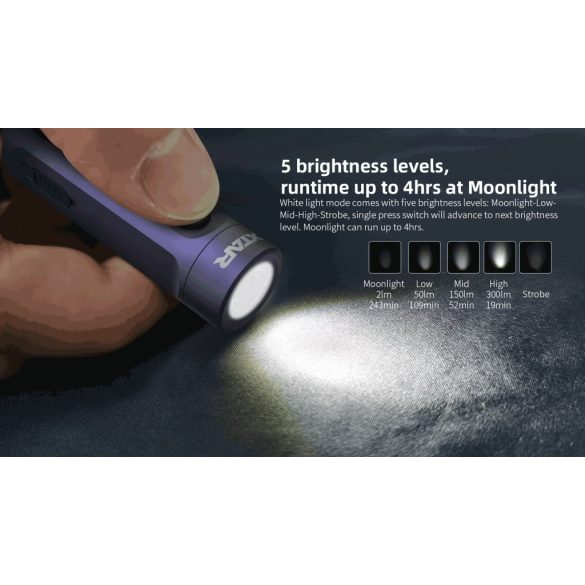 XTAR T1 MINI ultralight zseblámpa 500lm USB UV lámpával