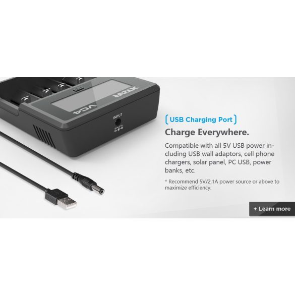 XTAR VC4 SMART akkutöltő 4 csatornás Ni-Mh,Ni-CD,Li-ion,IMR,INR,ICR akkukhoz