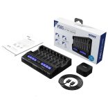 XTAR VC8S SMART akkutöltő SZETT 8 csatornás Li-ion,Ni-Mh akkukhoz 45W adapterrel