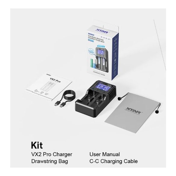 XTAR VX2 PRO Li-ion,LFP,Ni-Mh smart charger+tester