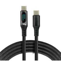   everActive USB C - C csatlakozó fonott LCD kábel 2m CBB-2PD5L 100w