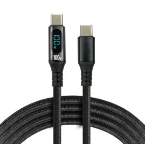everActive USB C - C csatlakozó fonott LCD kábel 2m CBB-2PD5L 100w