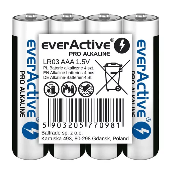 everActive PRO AAA (LR03,mikró) alkáli elem FÓLIÁS/4