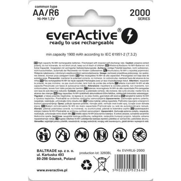 everActive Silver Line AA (HR6) Ni-Mh akku 1,2V 2000mAh BL/4