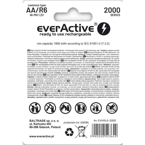 everActive Silver Line AA (HR6) Ni-Mh akku 1,2V 2000mAh BL/4