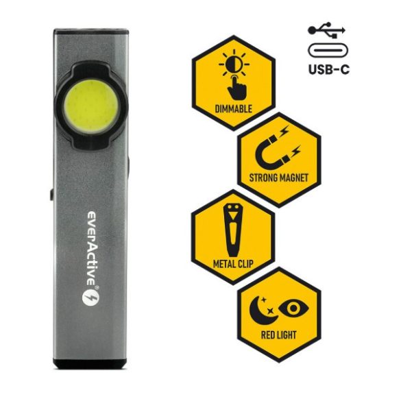 everActive WL-250R akkus LED műhelylámpa USB-C, 300lm