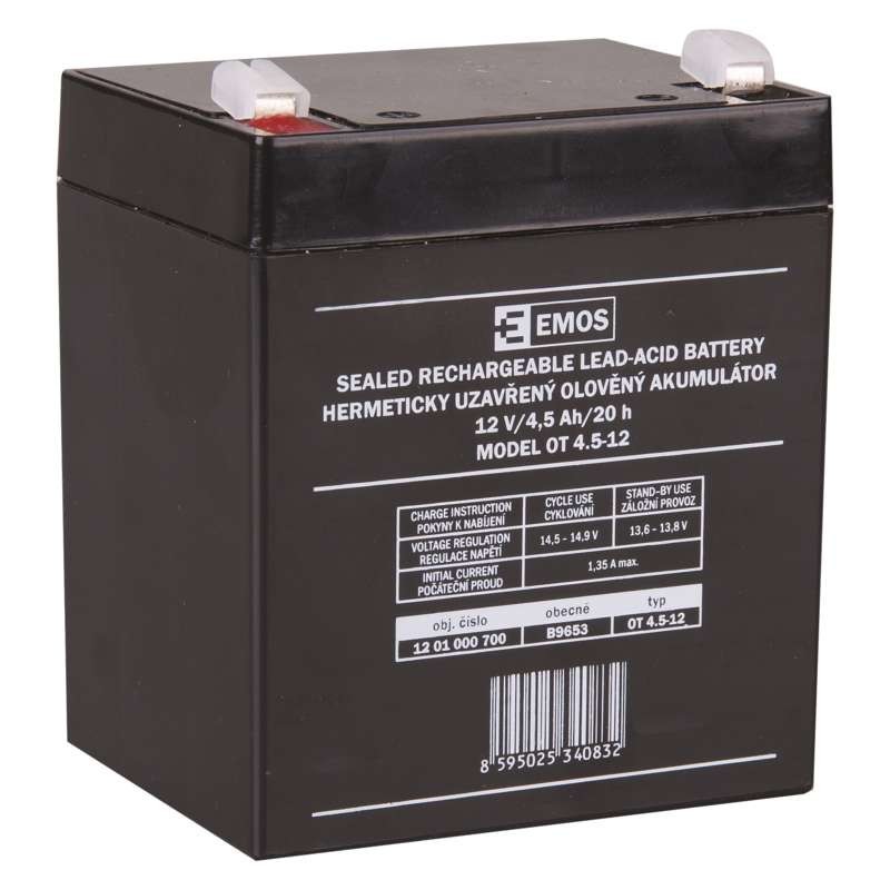 Image of EMOS 12V/4,5Ah zárt,savas ólomakkumulátor 90x70x101mm faston 4,7mm B9653