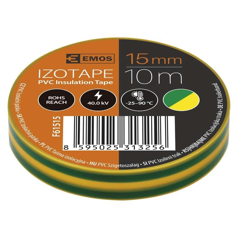 Image of EMOS SZIGETELŐSZALAG 15/10 ZÖLD-SÁRGA F61515